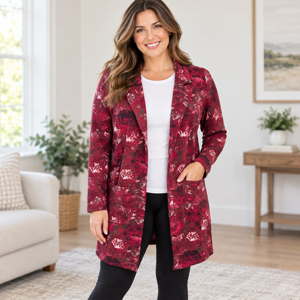 LuLaRoe Gwen Women’s Large Burgundy Floral Open Front Long Cardigan Duster NWT